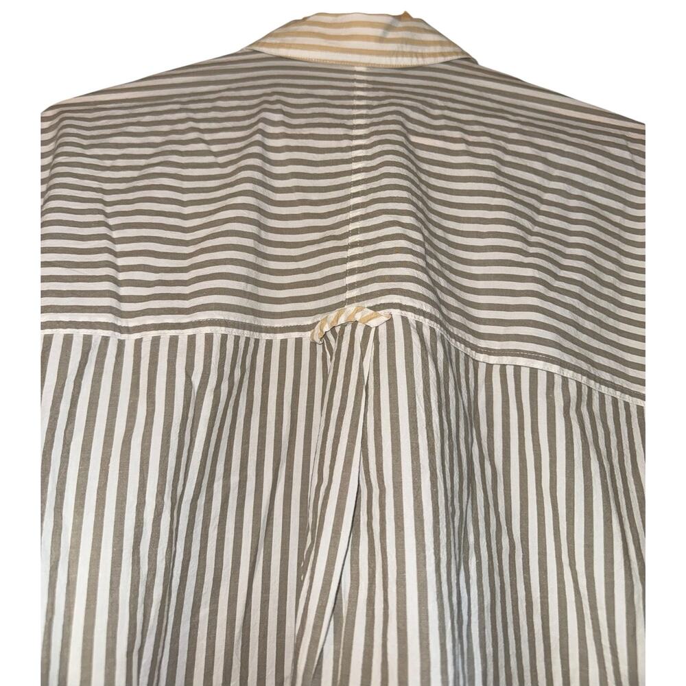 Madewell Flap Pocket Crop Button Up Shirt Poplin Lagoon Women's Small Striped - Picture 6 of 8